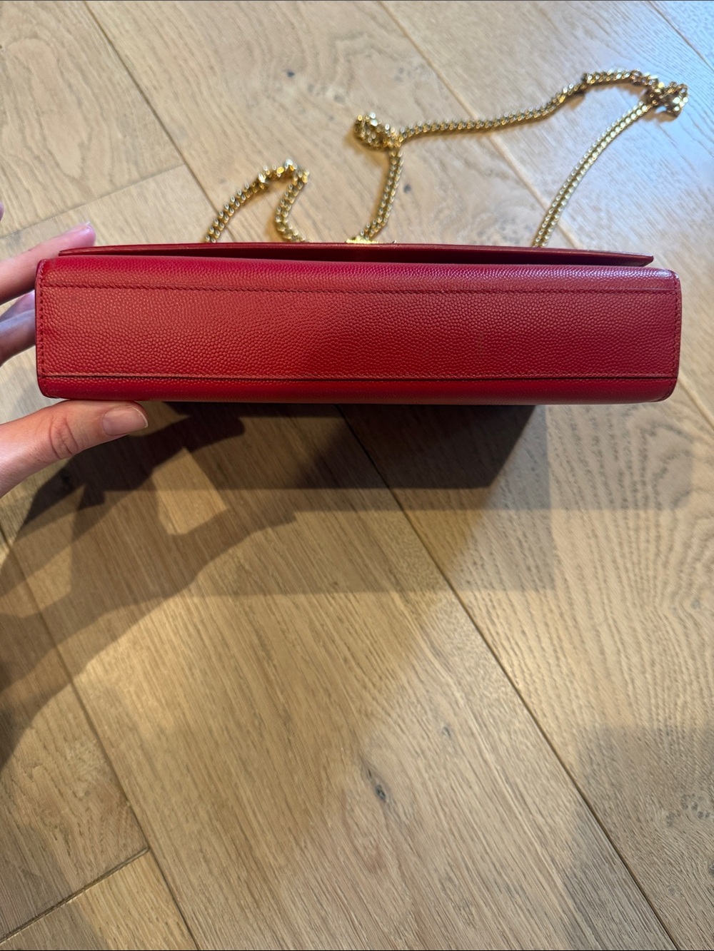 YSL Red Grain De Poudre Medium Kate Chain Bag - Picture 2 of 8
